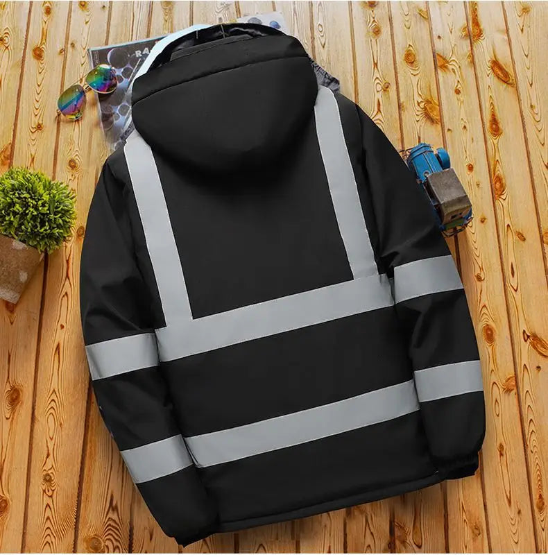 Veste Homme Travail Hiver - Manteau Doublé Thermique Réfléchissant Multi-Poches Logo Personnalisable