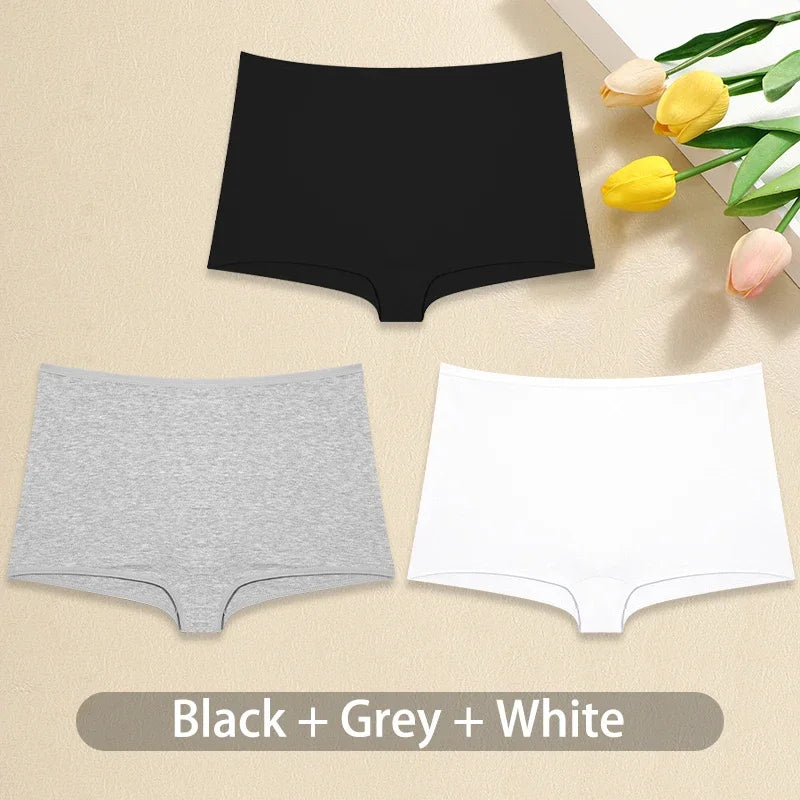 Lot de 3 Culottes Femme Coton - Boxers Taille Basse Seamless Confortables