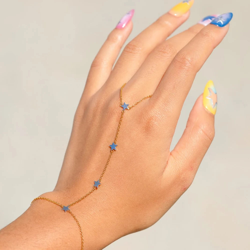 Bracelet Bague Chaîne Main Acier Inoxydable Waterproof - Bijou Main Connecté Femme Cadeau Fête des Mères