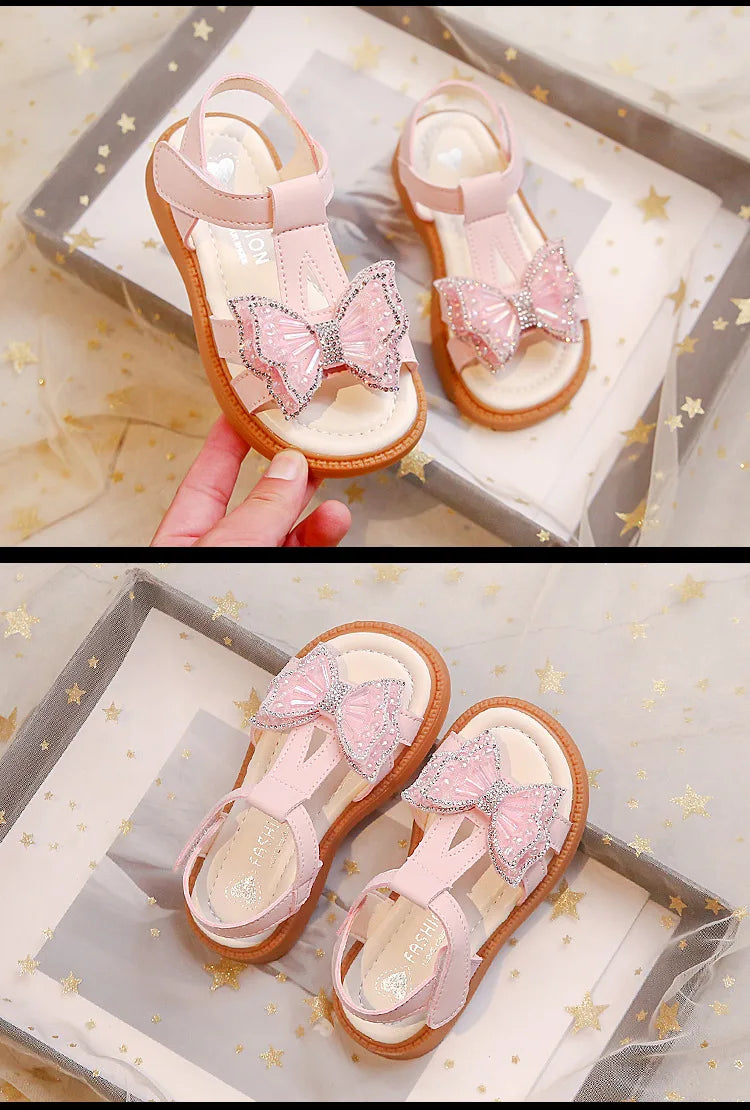 Sandales Fille Été Papillon - Chaussures Princesse Semelle Souple Bout Ouvert Mode Polyvalente