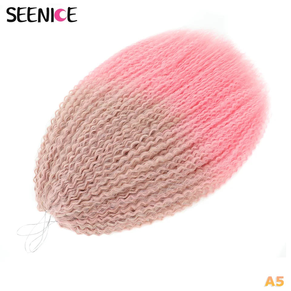 Extension Crochet Brazilian Braids Afro Curls - Mèches Tresses Synthétiques Kinky Curly Africaines Ombré Rose pour Femmes