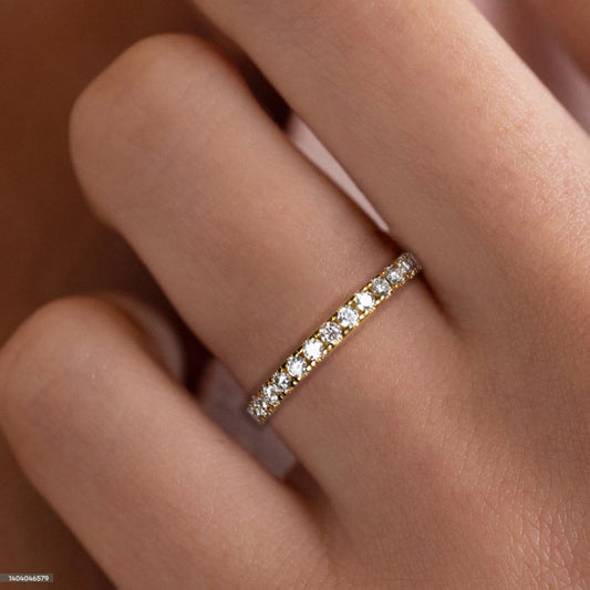 Bague Moissanite 1.9MM Femme - Anneau Plaqué Or 18K Couleur Jaune Mariage