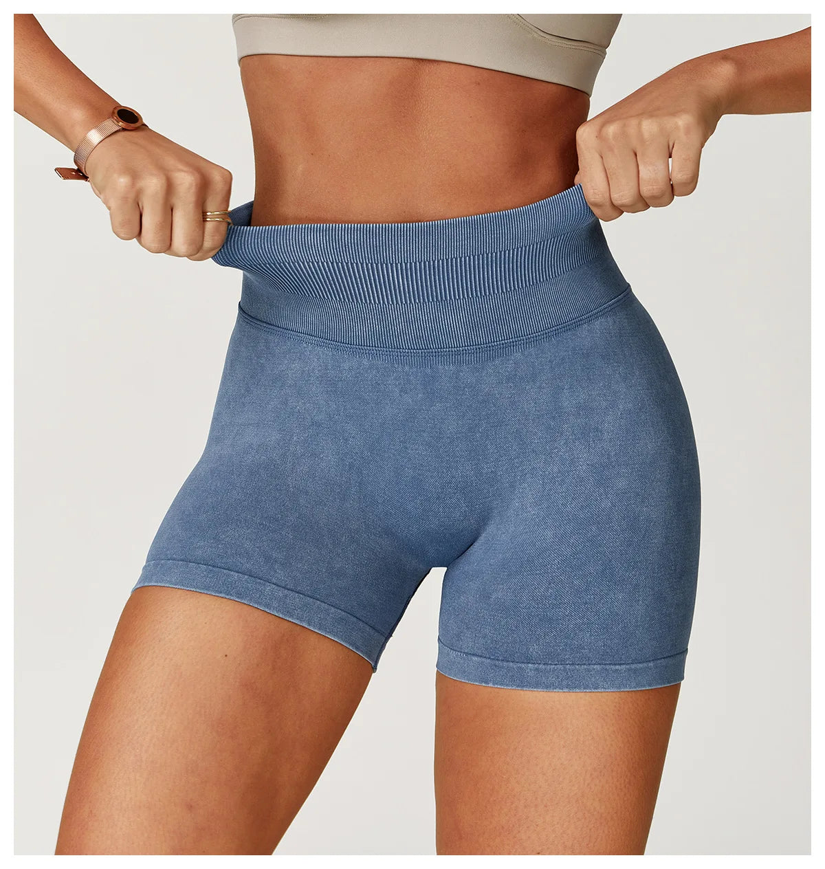 Short de Yoga Taille Haute Femme – Nylon Elasthanne, Sans Coutures, Gainant