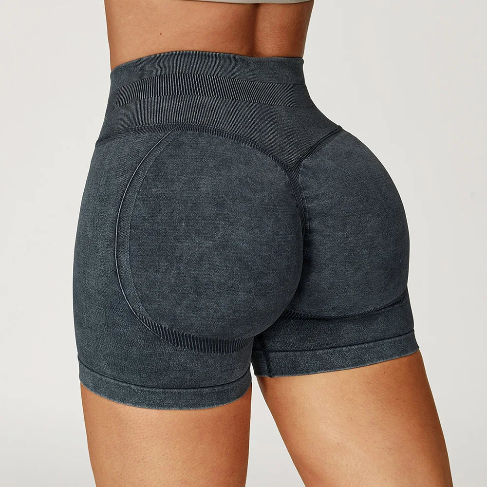Short de Yoga Taille Haute Femme – Nylon Elasthanne, Sans Coutures, Gainant