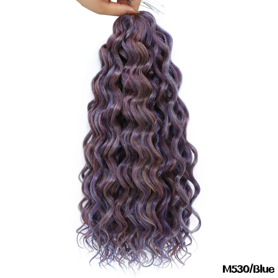 Extension Tresses Hawaii Curly Ocean Wave - Mèches Crochet Synthétiques Afro Bouclées Ombré Rose Water Wave