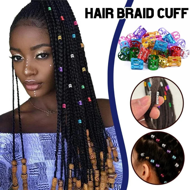 Anneaux Clips Dreadlocks Or Argent Multicolore - Perles Tresses Ajustables Bijoux Cheveux Ornements Accessoires Coiffure