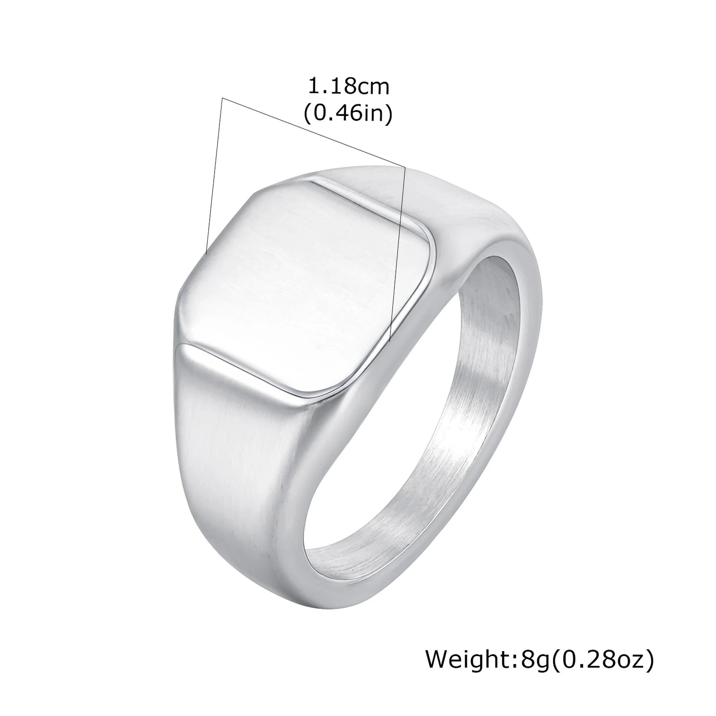 Bague Chevalière Carrée Acier Inoxydable Doré - Homme