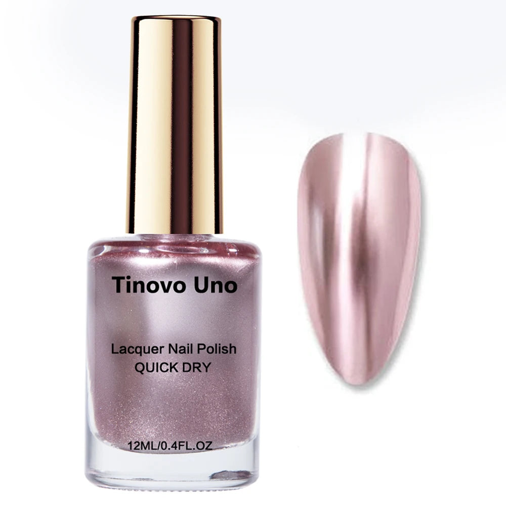 Vernis Ongles Tinovo Uno Rose Gold Métallique - Fortifiant Ongles Séchage Rapide Effet Miroir Laque Vernis Manucure Nail Art