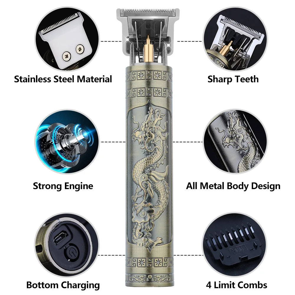 Tondeuse Cheveux Rétro T9 Électrique - Set Complet Barbier Homme Rasoir Zones Sensibles Pro Lence