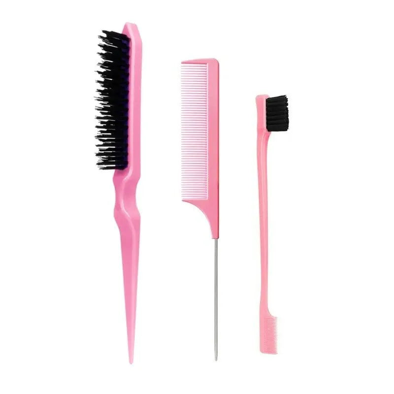 Set de 3 Brosses à Cheveux Professionnel - Peigne Queue Pointue et Brosse à Sourcils