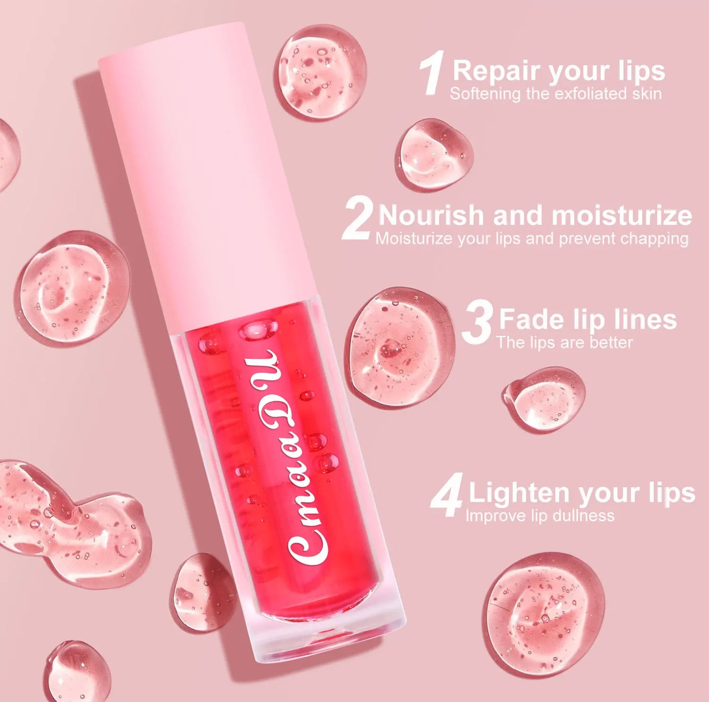 Gloss Lèvres Hydratant Infusé Baies - Huile Nourrissante Longue Tenue Hydratante Tous Types Peau Waterproof