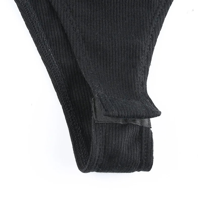 Combinaison Bodysuit Noir Femme - Style Gothique Y2K Streetwear