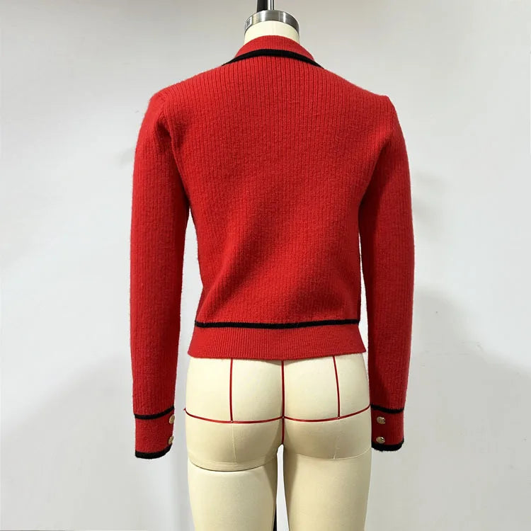 Pull Femme Col Polo Rayé - Sweater Tricoté Manches Longues Élégant Bureau Chaud 2025