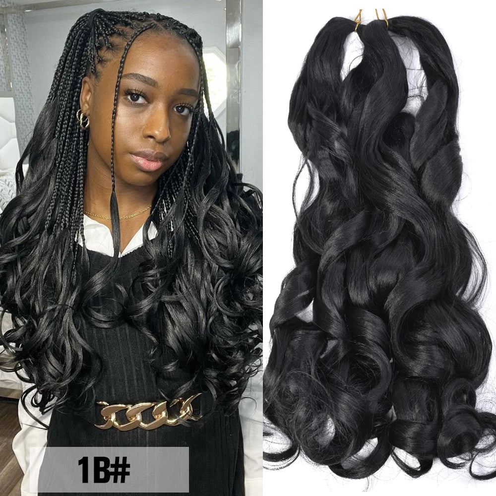 Extension Tresses French Curls Pré-Étirées - Mèches Synthétiques Loose Wave Spiral Curl Haute Température Ombré