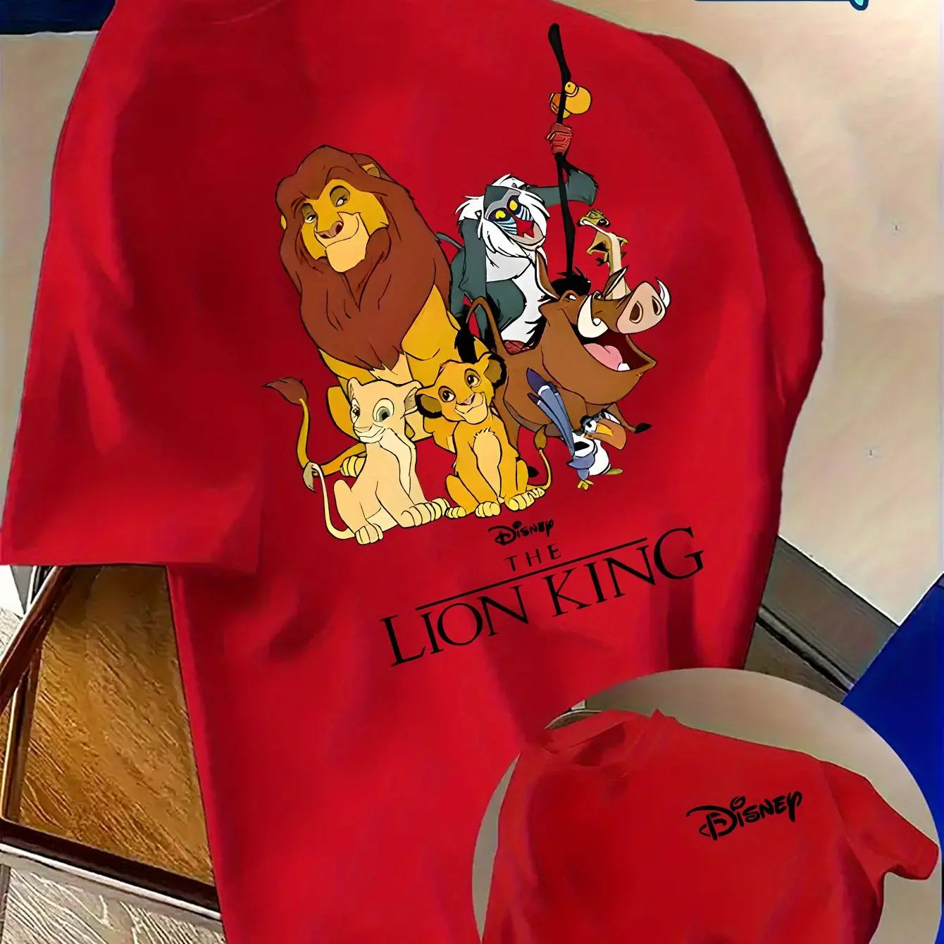 T-Shirt Homme Disney Le Roi Lion Simba - Coton Manches Courtes Oversized Casual Été