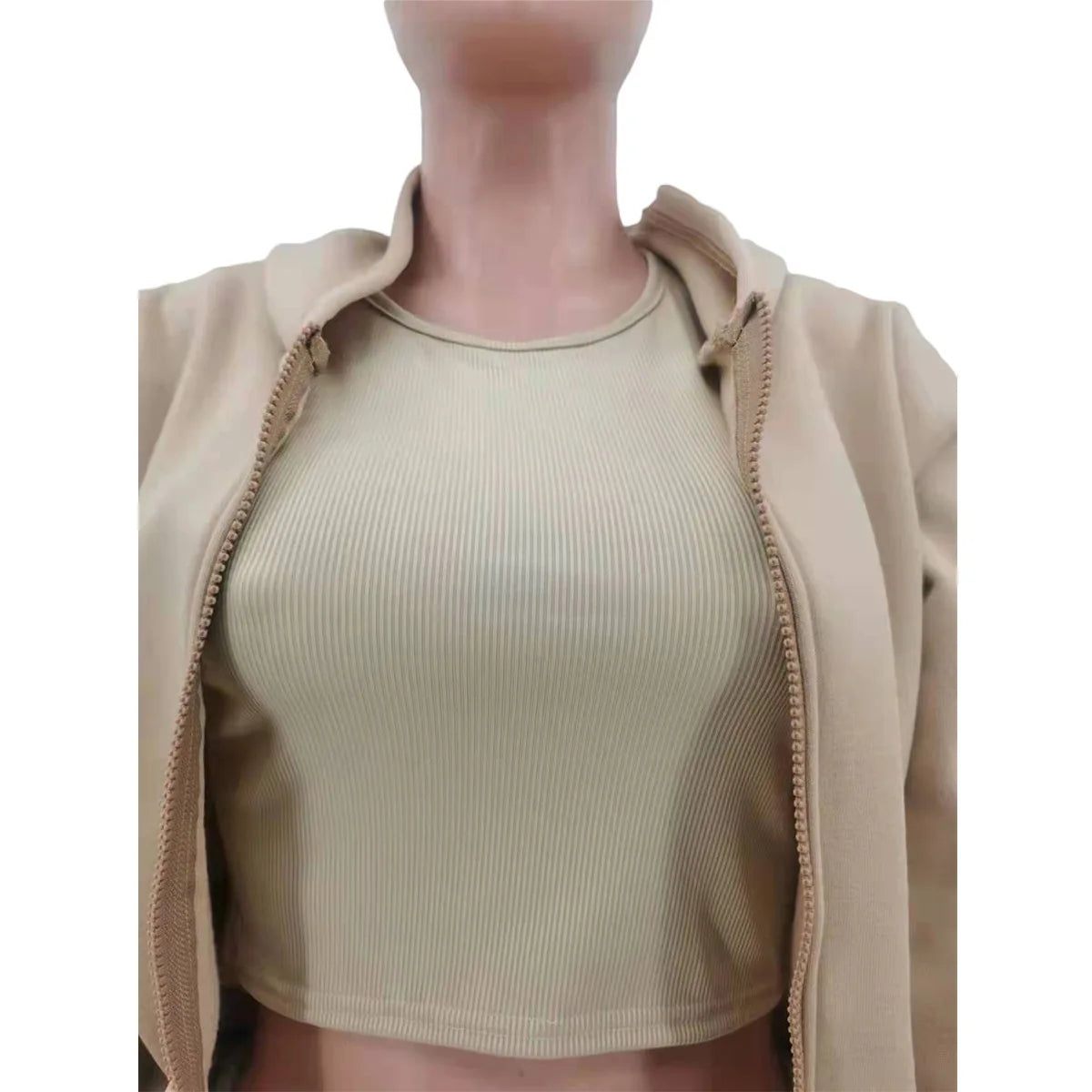 Ensemble 3 Pièces Femme Sport - Sweat Capuche Polaire Débardeur Pantalon Jogging