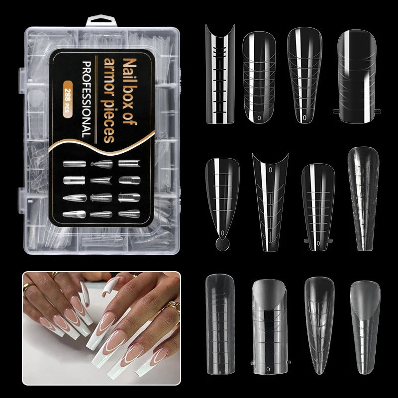 Lot 288pcs Capsules Ongles Acrylique Moules Nail Art UV Gel Extension Rapide Construction Dual Forms Accessoires Outils