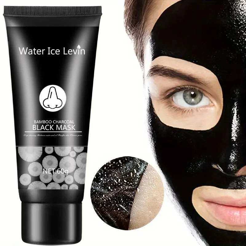 Masque Boue Noire Charbon Bambou Peel-Off - Nettoyant Pores Hydratant Visage Peau Grasse Purifiant