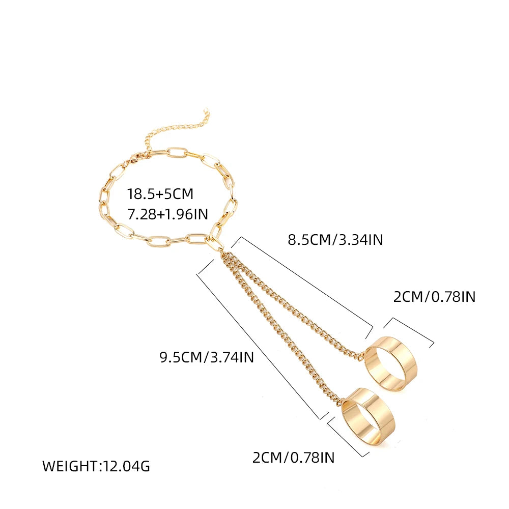 Bracelet Bague Chaîne Papillon Créatif Femme - Bijou Main Connecté Doigt Couple Cadeau