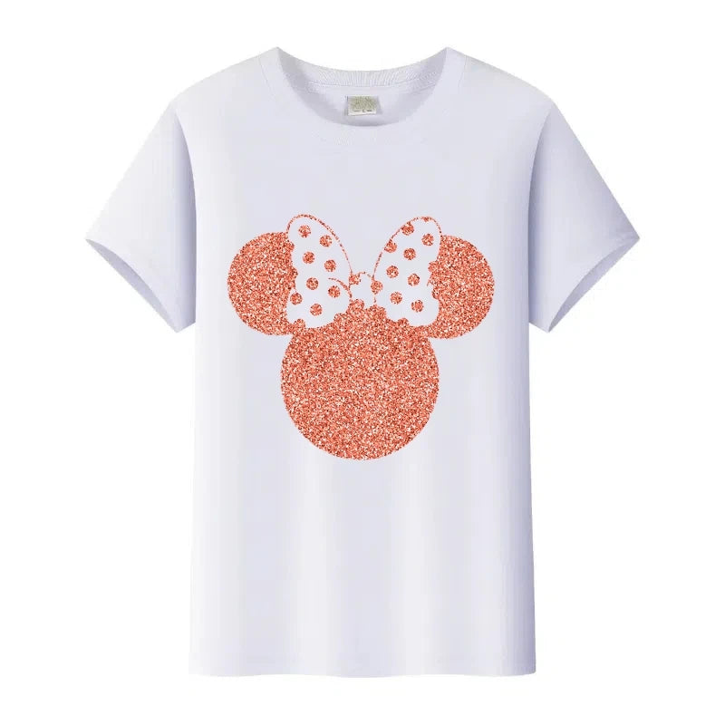 T-Shirt Disney Mickey Minnie Léopard - Femme Homme Enfant - Manches Courtes Casual