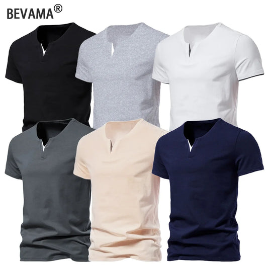 T-Shirt Homme Henley Col V - Fitness Sport Respirant Été