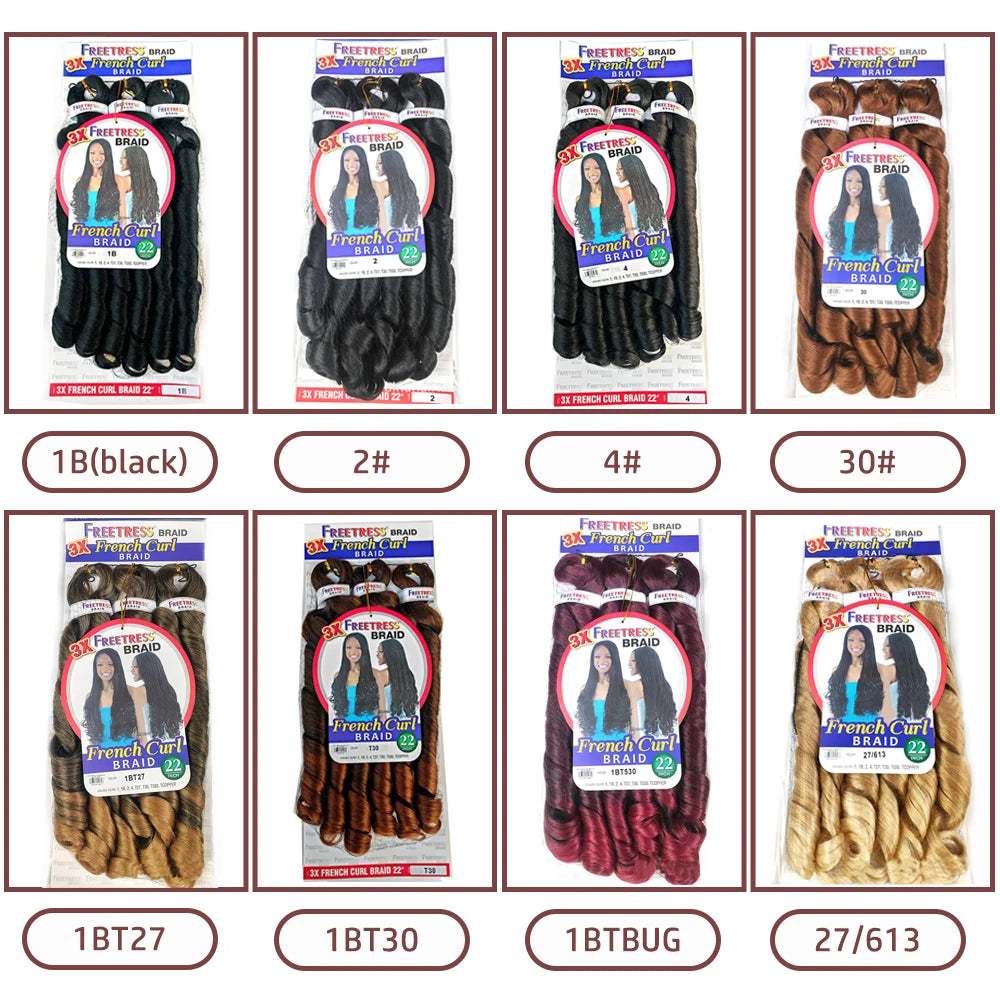 Extension Tresses French Curly 22 Pouces - Mèches Synthétiques Ondulées Loose Weave 3 Paquets