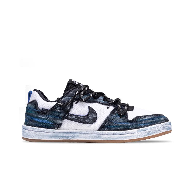 Sneakers Nike SB Alleyoop Custom « Starry Eye » Peintes à la Main – Unisexe Noir/Bleu
