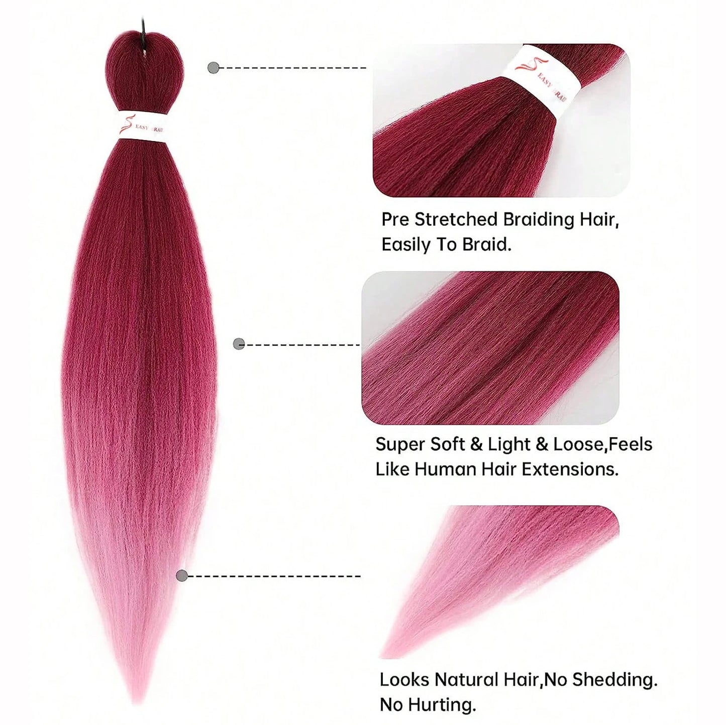 Mèches Tressage Pré-Étirées 26 Pouces - Extensions Cheveux Afro Synthétiques Multicolores