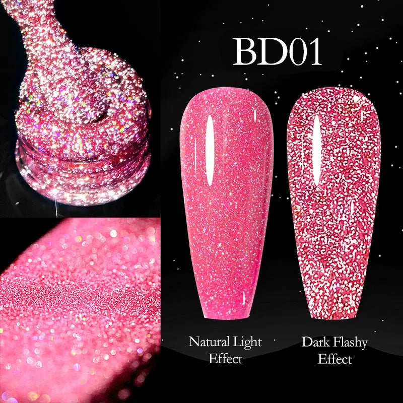 Vernis Gel Ongles Paillettes Réfléchissantes VENALISA - Néon Couverture Complète UV Manucure Nail Art