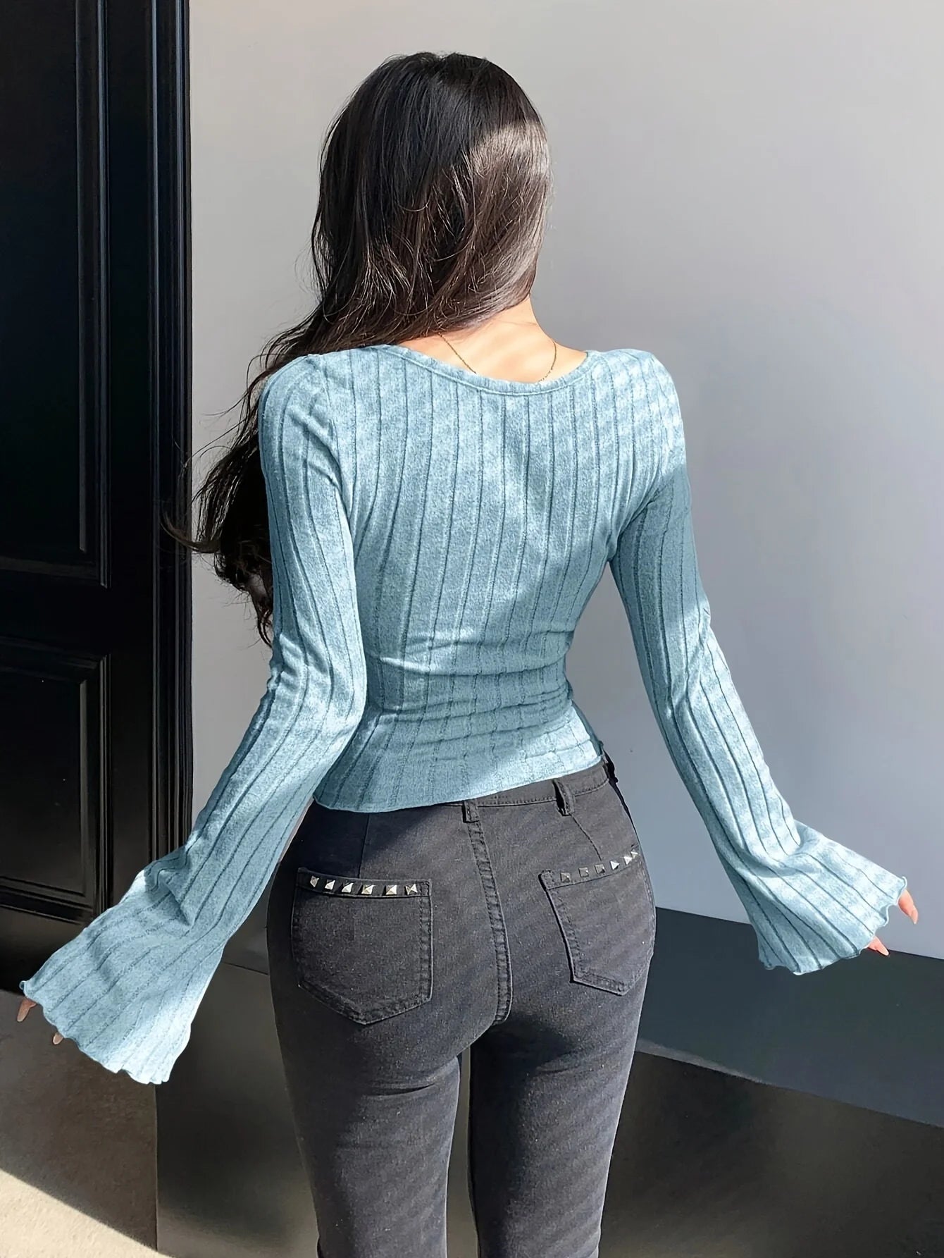 T-Shirt Femme Tricot Col Carré Bretelles - Automne Hiver