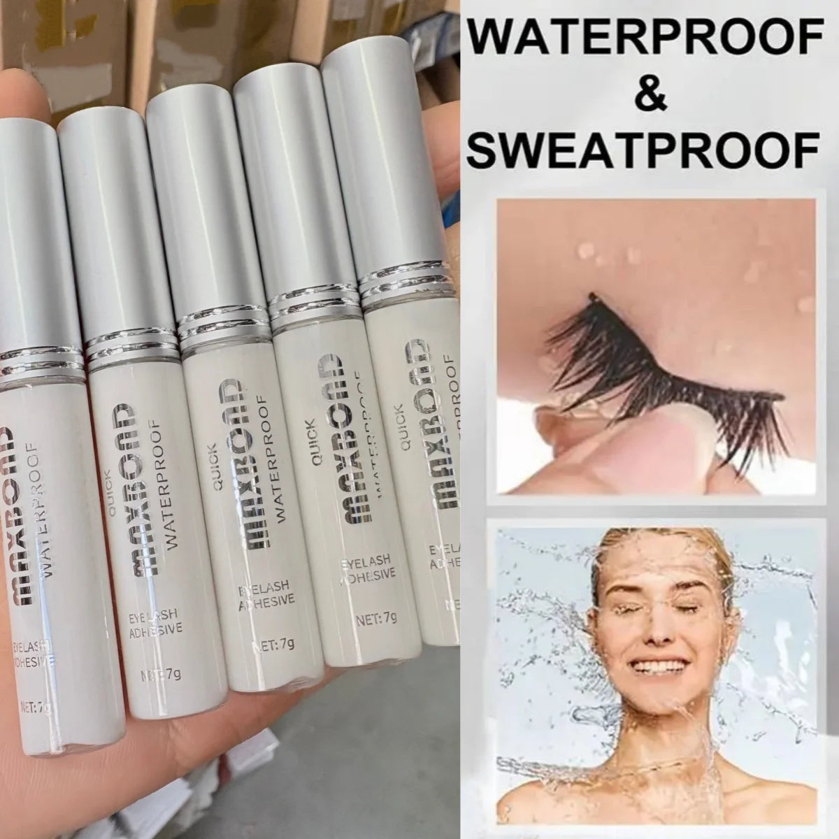 Colle Faux Cils 7g Longue Tenue - Waterproof Séchage Rapide Non-Irritante Naturelle DIY Applicateur