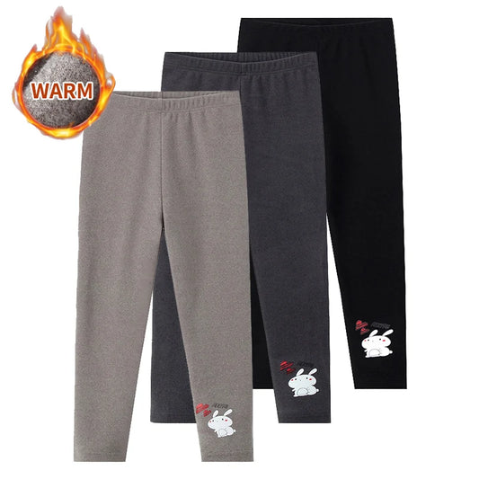 Legging Enfant Fille Imprimé Cartoon - Pantalon Chaud Automne Hiver (Lot de 1-3 Pièces)