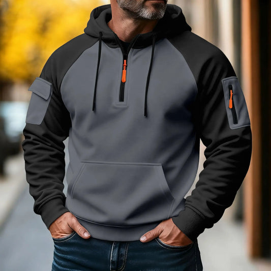 Sweat Homme Capuche Zip Poches - Workwear Sport Automne