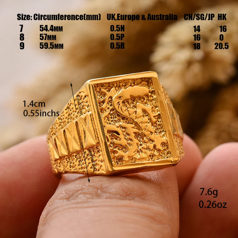 Bague Homme Couleur Or - Style Dubai Moyen-Orient