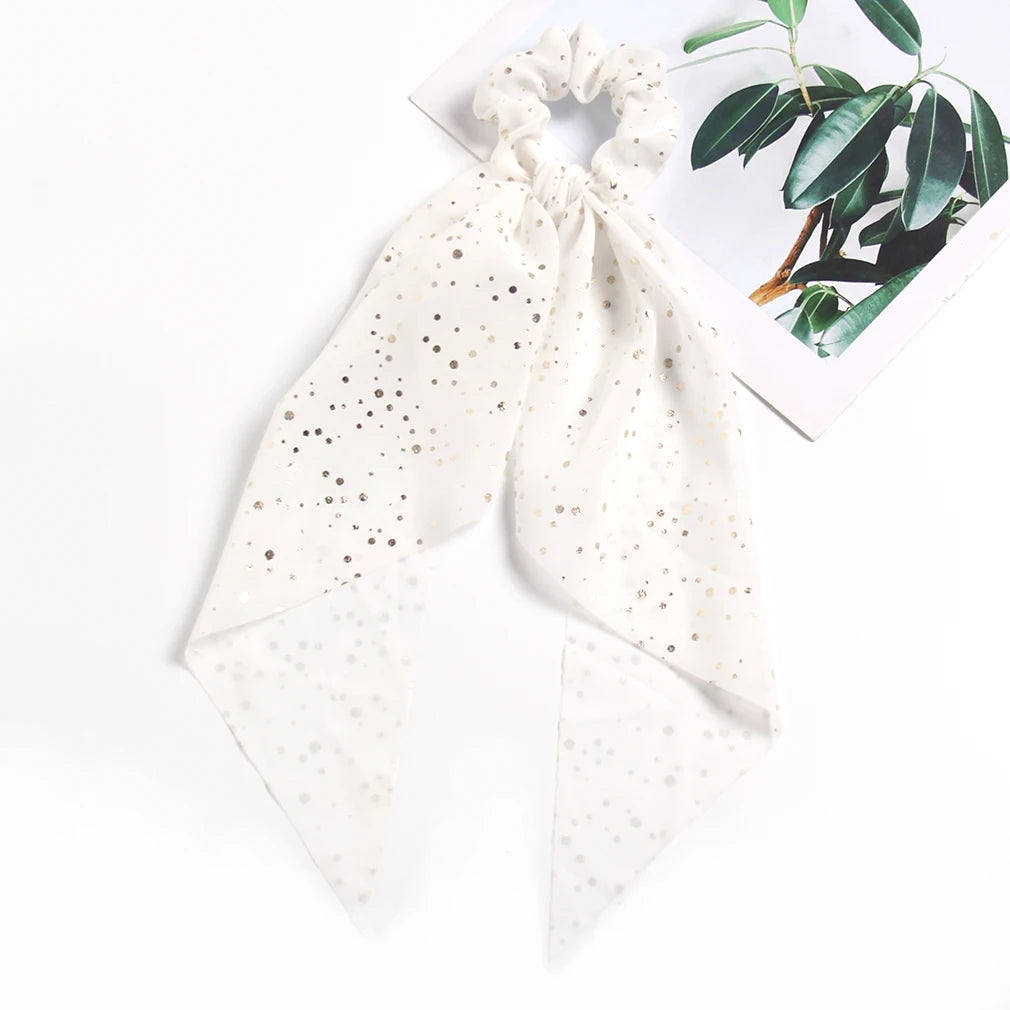 Chouchou Cheveux Long Ruban Mousseline Imprimé Floral - Élastique Doux Queue de Cheval Foulard Accessoires Cheveux