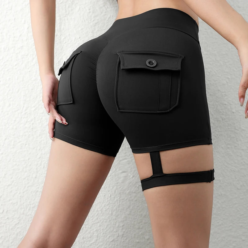 Short Yoga Taille Haute Femme avec Poche