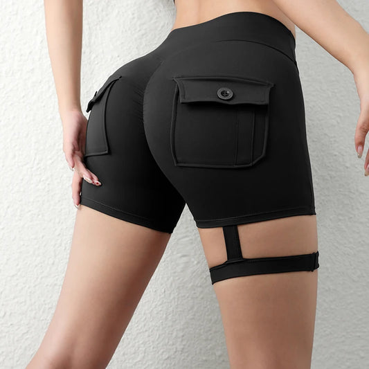 Short Yoga Taille Haute Femme avec Poche