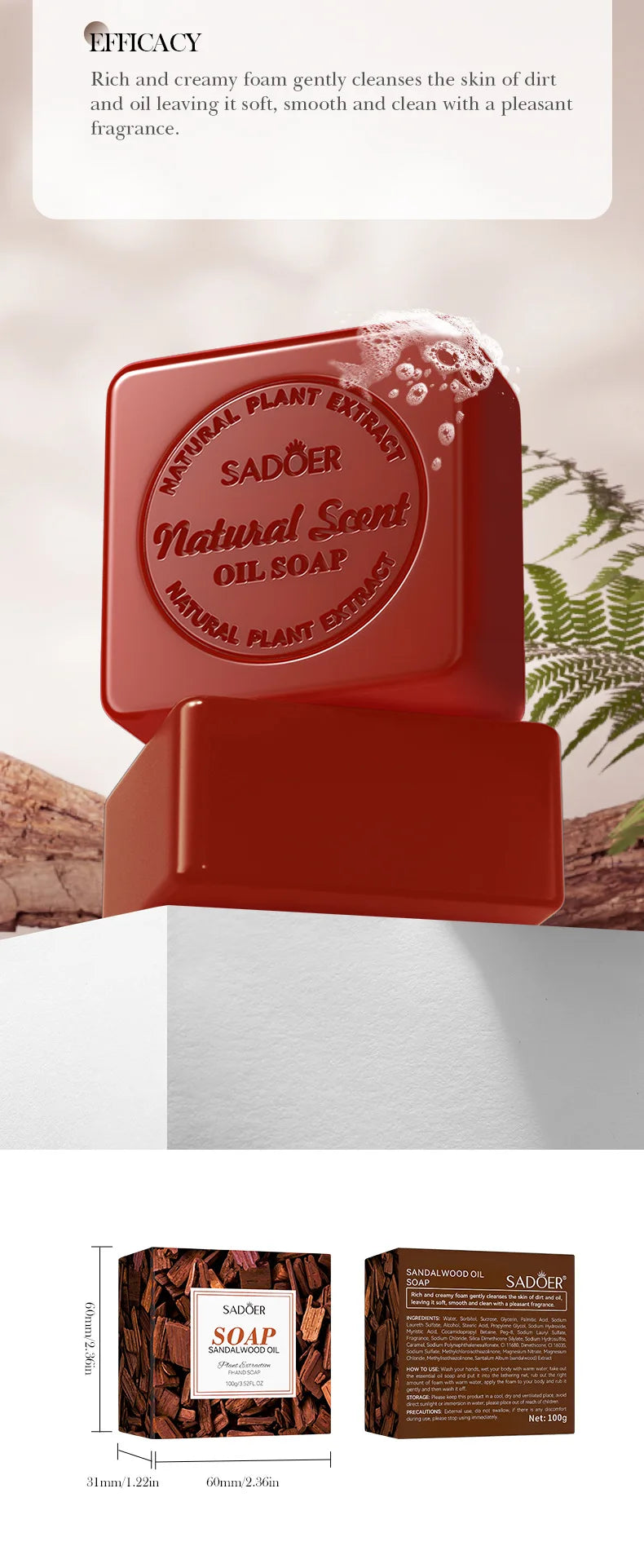 Savon Artisanal Bois Santal Femme - Nettoyant Profond Corps Blanchissant Huile Essentielle Rasage Éclaircissant