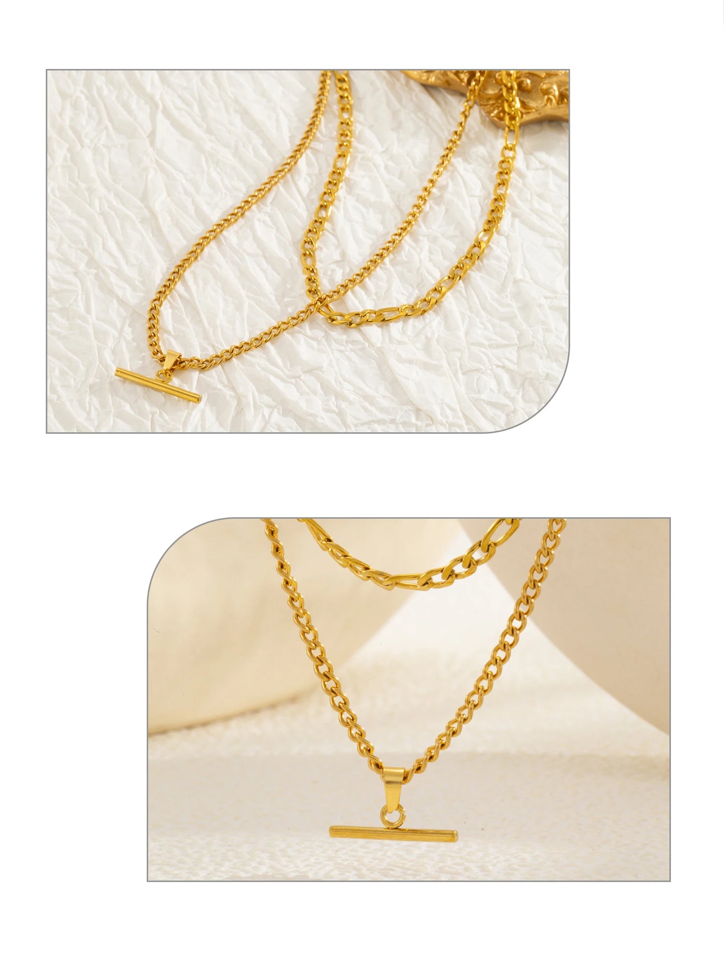 Collier Femme Layered Minimaliste Double Chaîne - Acier Or 18K Hypoallergénique