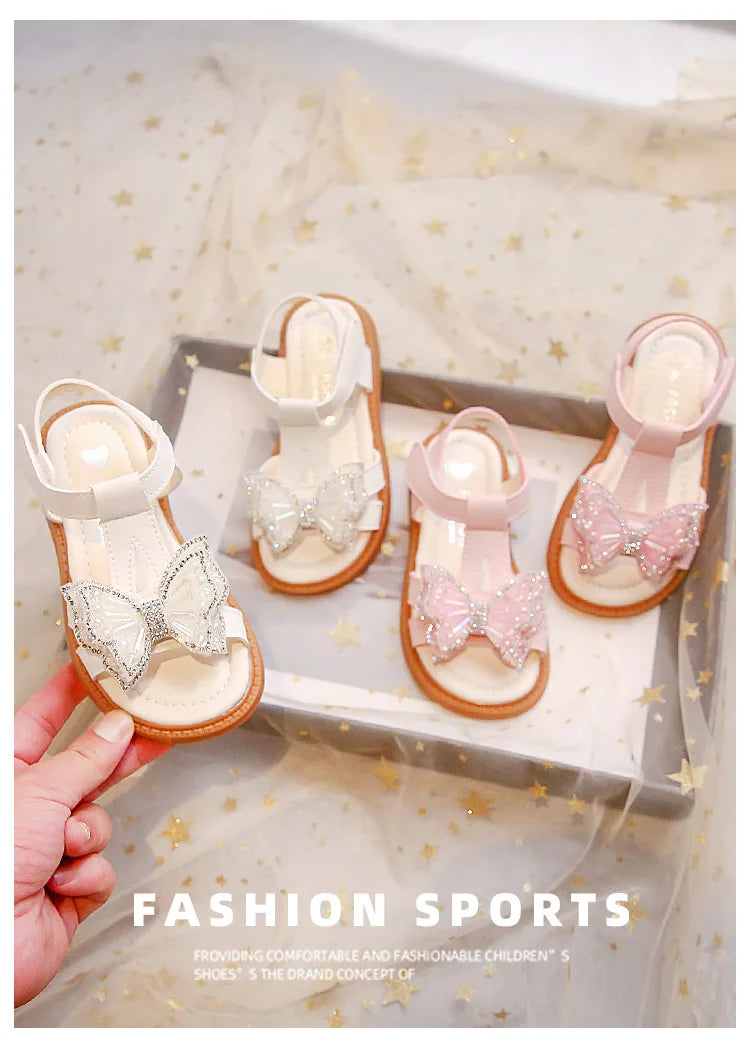Sandales Fille Été Papillon - Chaussures Princesse Semelle Souple Bout Ouvert Mode Polyvalente