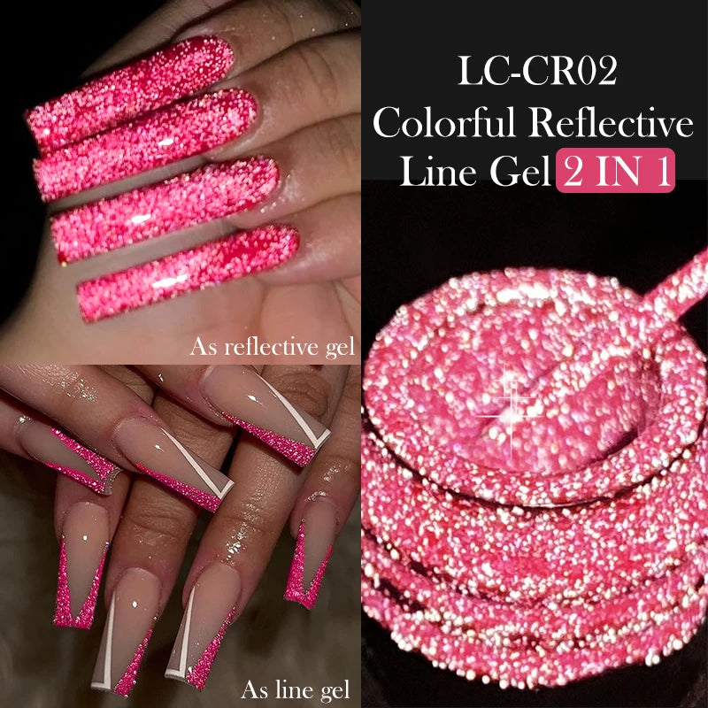 Gel Liner Paillettes Réfléchissantes LILYCUTE 5ml - Vernis Semi-Permanent French Line Nail Art
