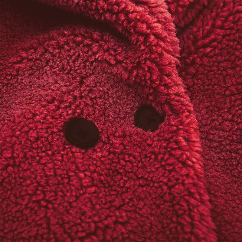 Veste Laine d'Agneau Enfant - Manteau Chaud Hiver Polaire - Boutons Simple Rangée 2-14 Ans