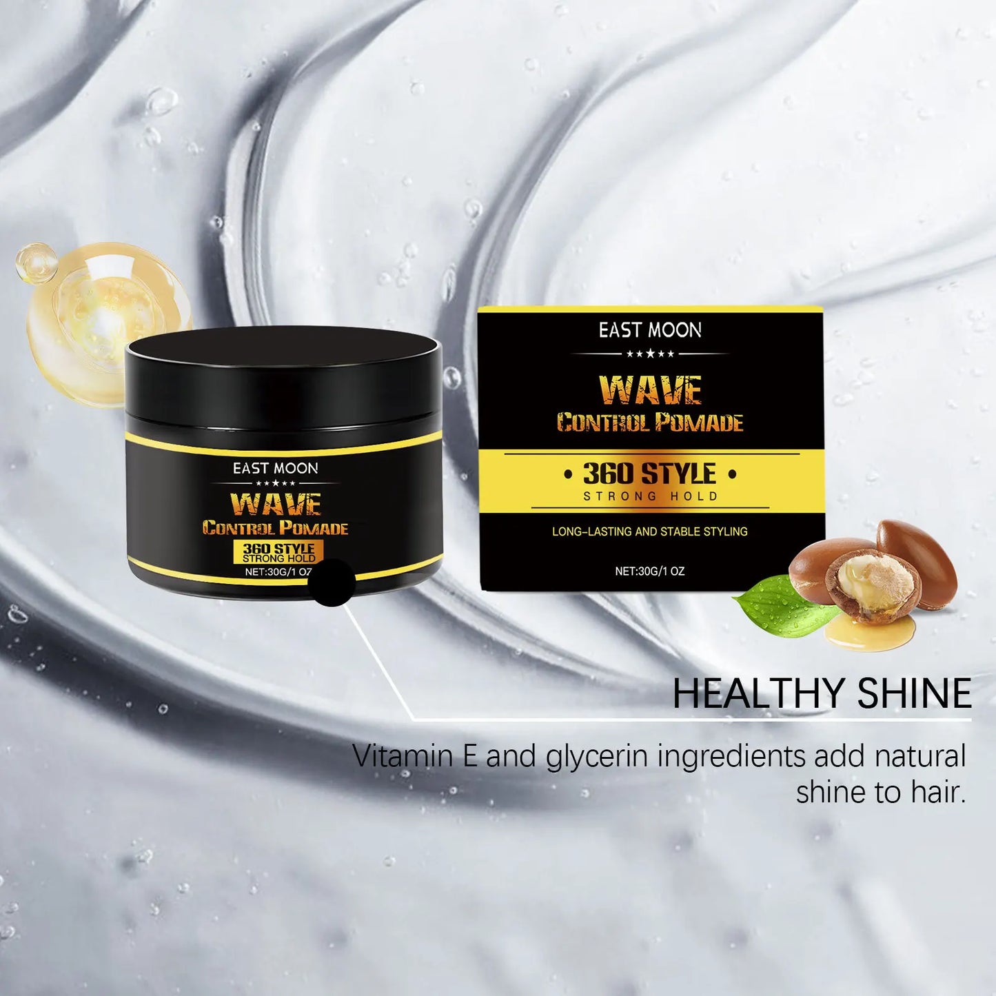 Cire Coiffante Huile Coco Homme - Fixation Forte Contrôle Ondulations Non Grasse Réduit Frisottis Restaure Modelage Pommade