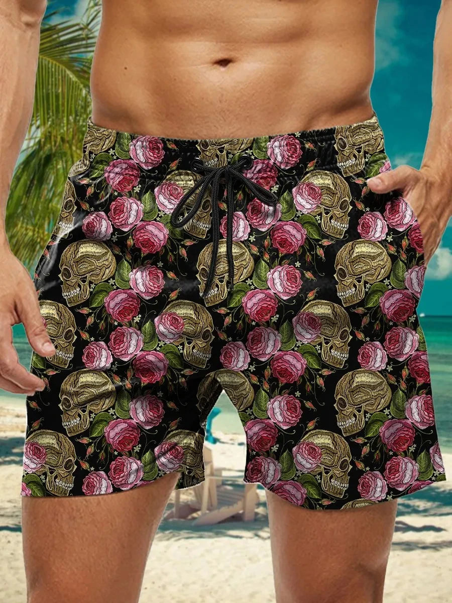 Short de Bain Homme Hawaïen Imprimé Floral 3D - Maillot Séchage Rapide Plage Sport Été