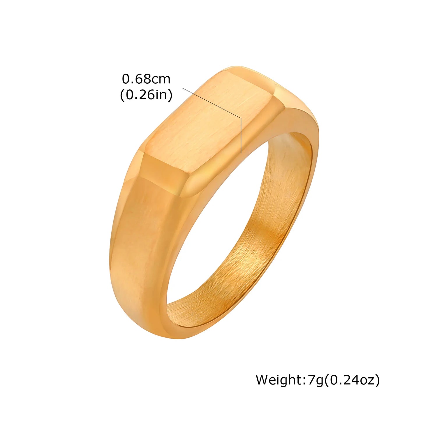 Bague Chevalière Carrée Acier Inoxydable Doré - Homme