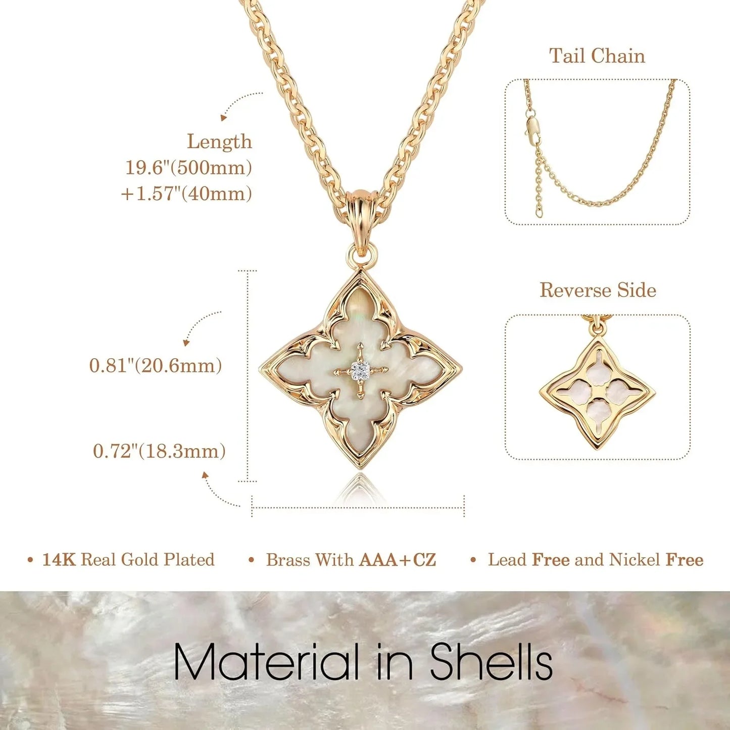 Collier Femme Trèfle Or Plaqué CZ - Pendentif Délicat Chaîne Ajustable