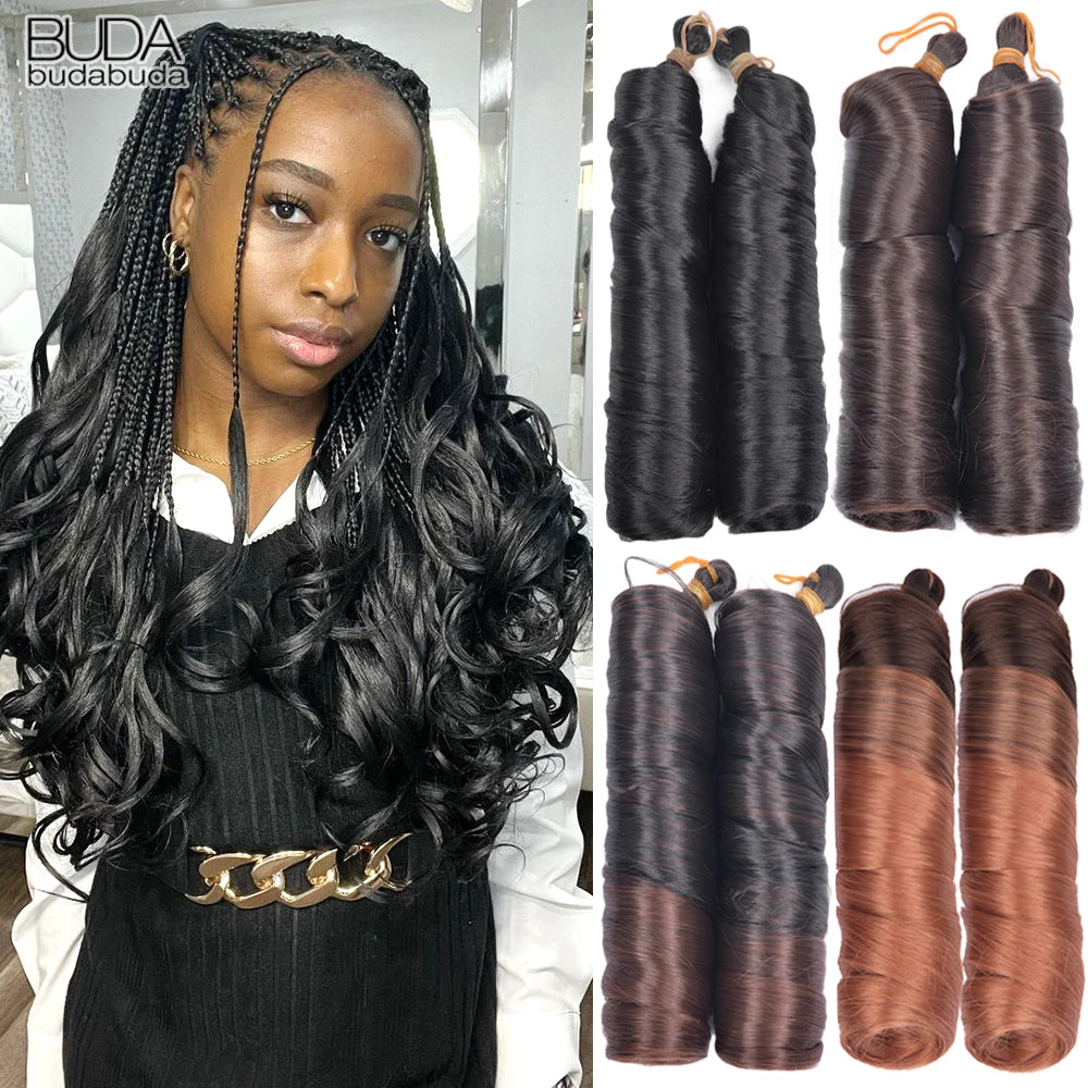 Extension Tresses French Curls Pré-Étirées - Mèches Synthétiques Loose Wave Spiral Curl Haute Température Ombré