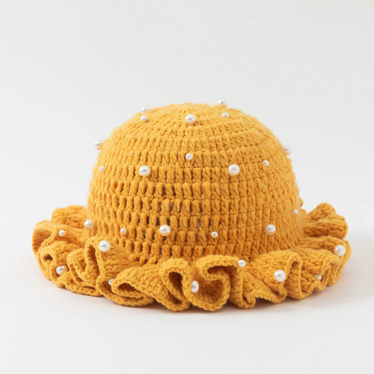 Chapeau Bob Crochet Fait Main Femme - Bonnet Pêcheur à Volants Bordure Plissée pour Automne Hiver