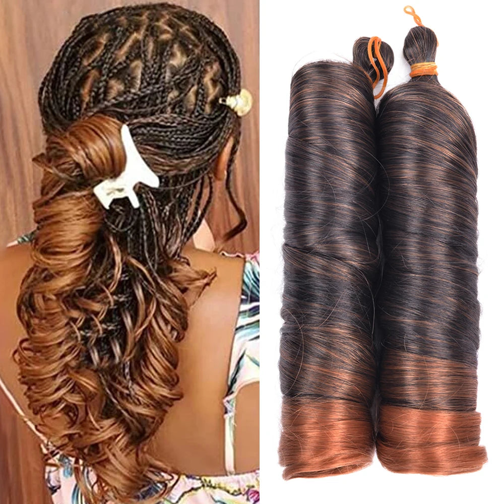Extension Tresses French Curls Pré-Étirées - Mèches Synthétiques Loose Wave Spiral Curl Haute Température Ombré