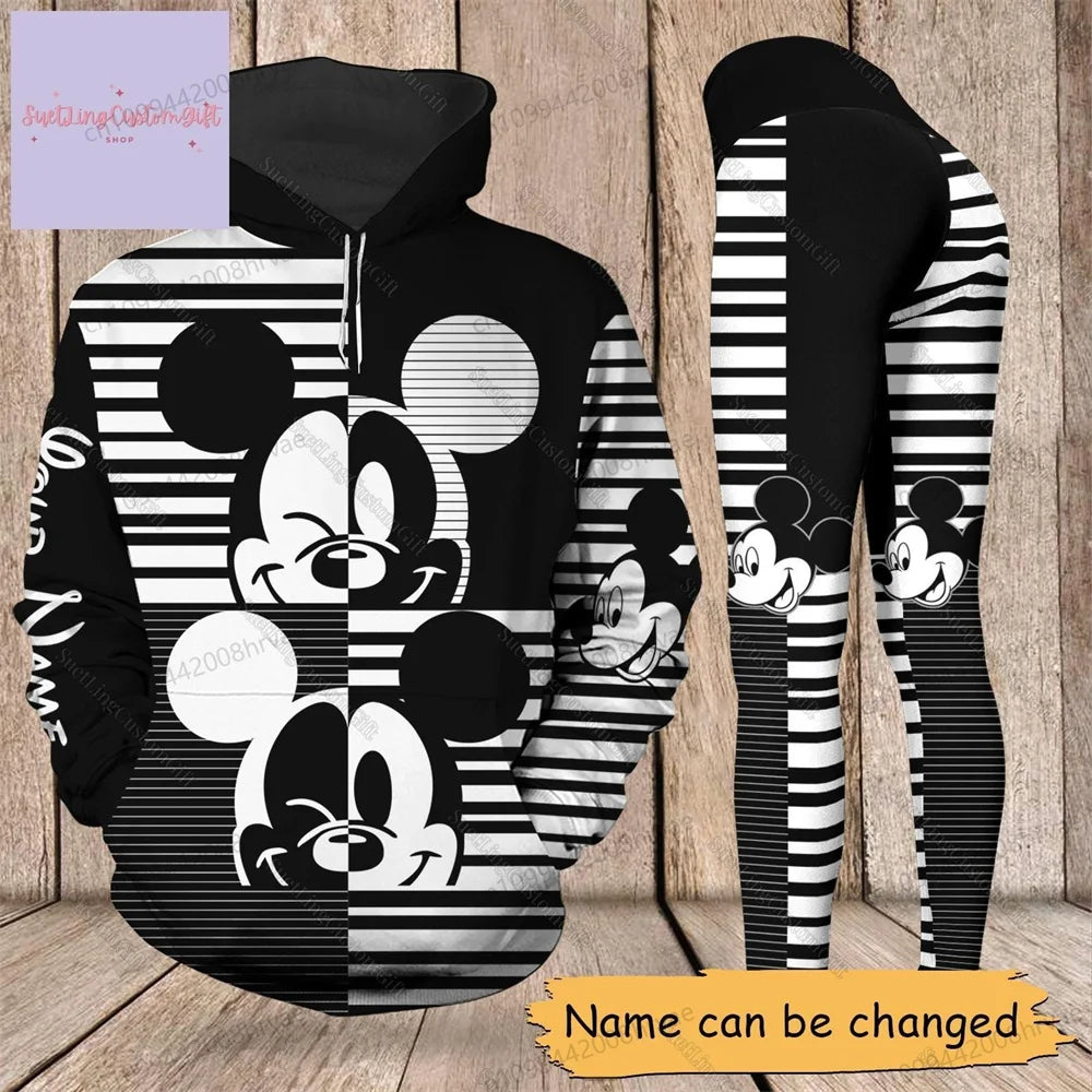 Ensemble Minnie Mouse Femme - Sweat à Capuche + Legging Yoga Disney Streetwear